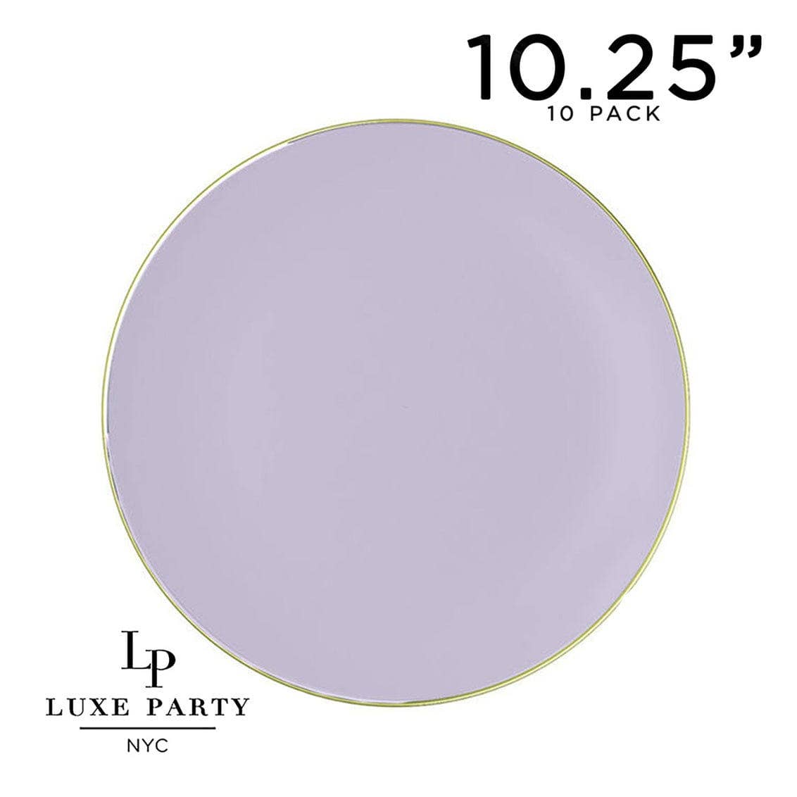 Lavender Purple and Gold Round Plastic Plates | 10 Pack