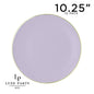 Lavender Purple and Gold Round Plastic Plates | 10 Pack