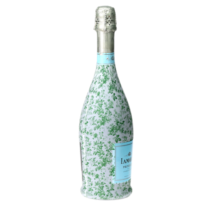Grandmillennial Green Floral Prosecco Bottle Wrap