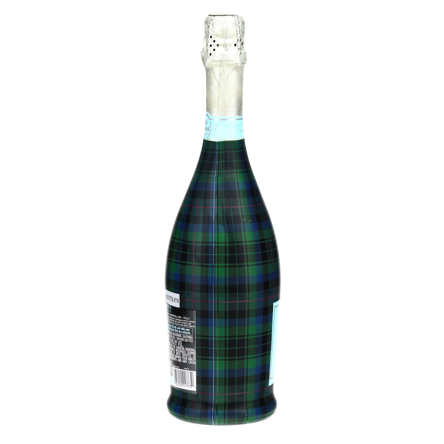 Blue & Green Christmas Tartan Prosecco Bottle Wrap