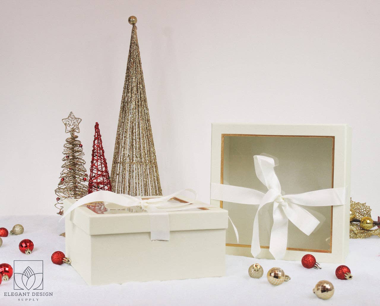 Square Gift Box with Clear Lid and Ribbon - Various Colors - For Luxury Flower/ Gift / Chocolate Strawberry Arrangements
