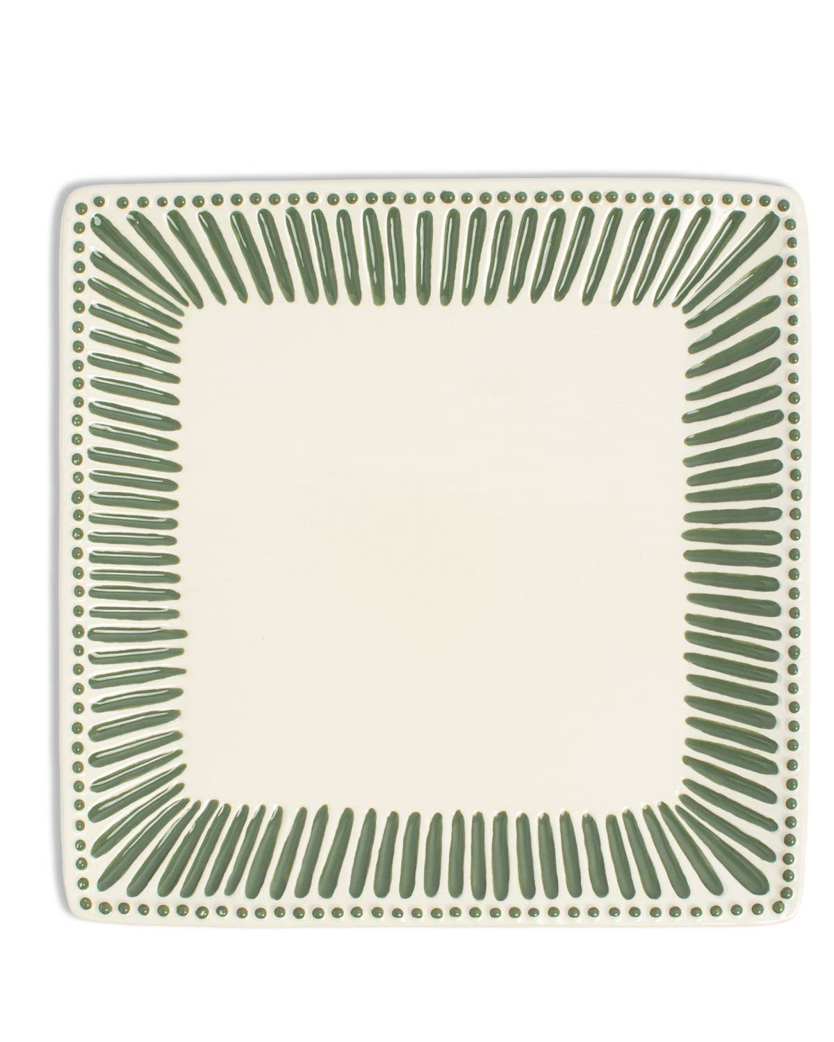 Ava Square Platter  White/Green   11.5x11.5