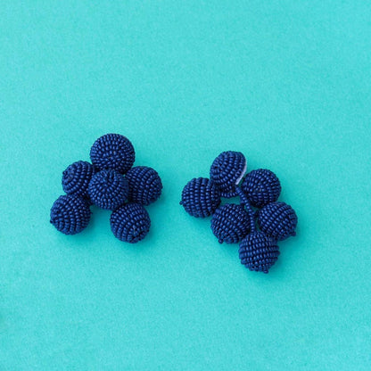 Custom Navy Beaded Bauble Drop Earring