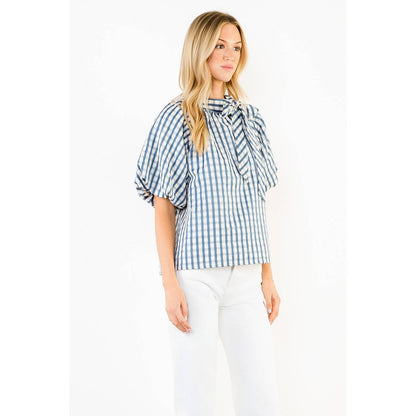 Gingham Puff Sleeve Top