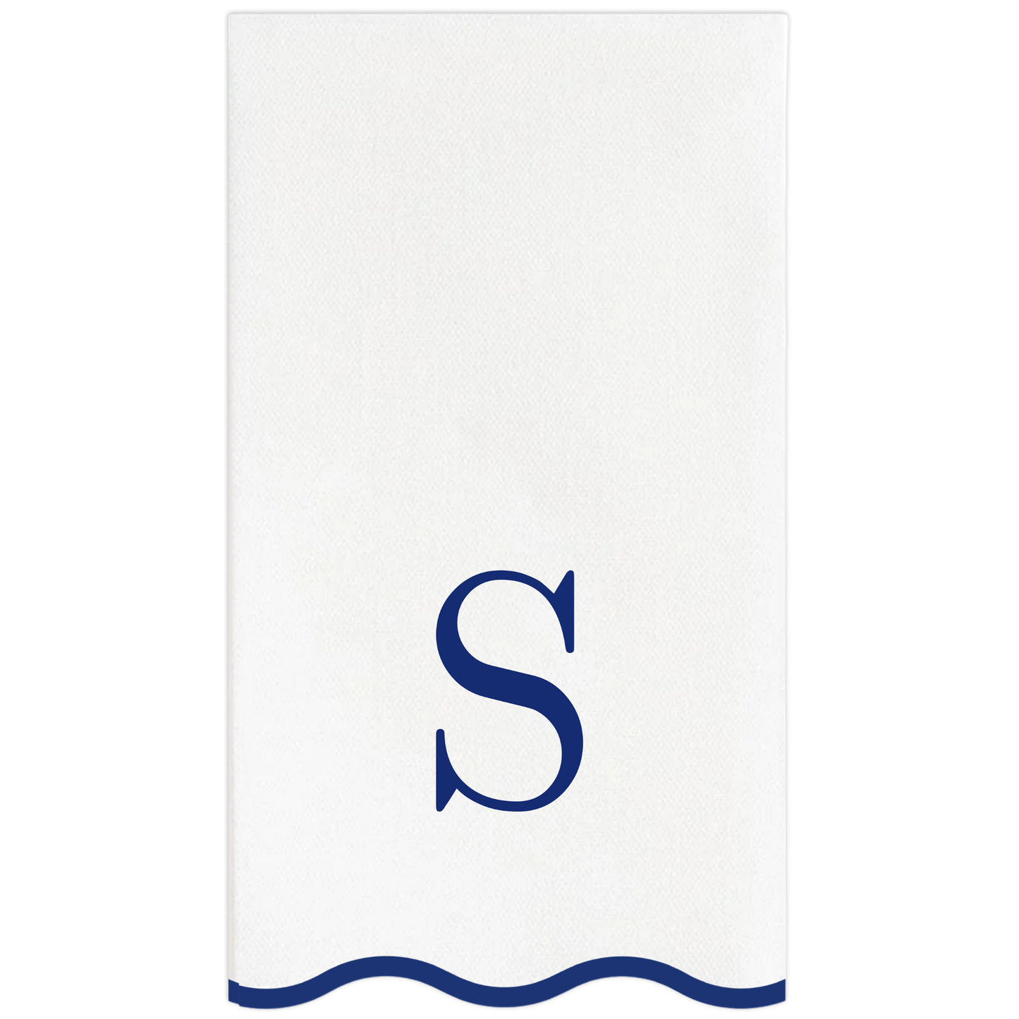 Letter “S” Initials Monogram Paper Napkins - Blue and White Scalloped