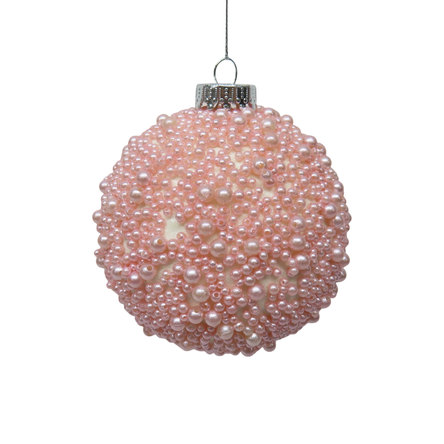 4in Pink Beaded Ball Orn