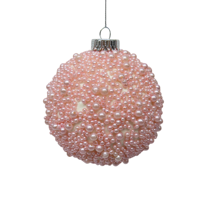 4in Pink Beaded Ball Orn