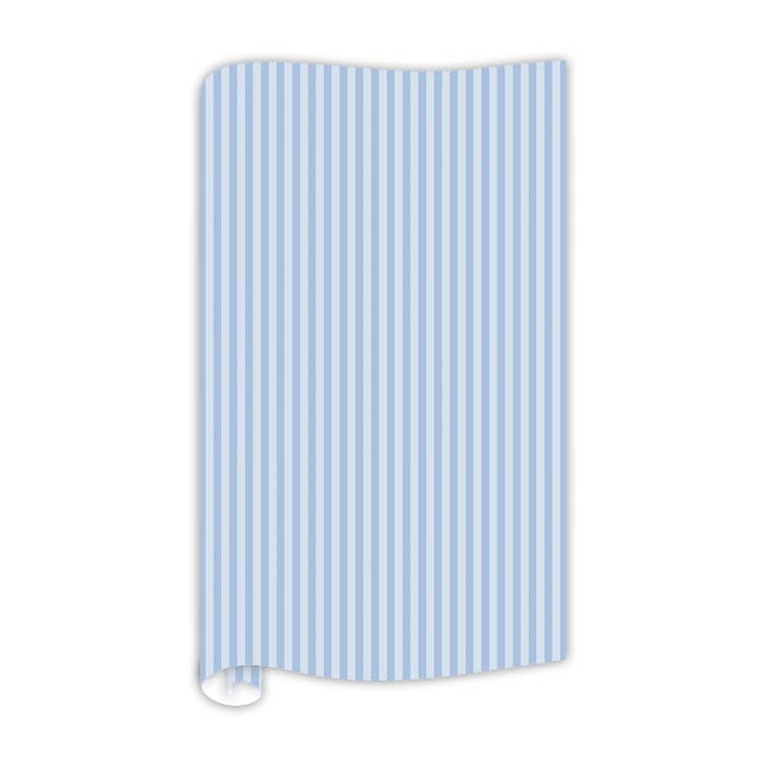 French Blue Noelle Stripe on Blue Wrapping Paper