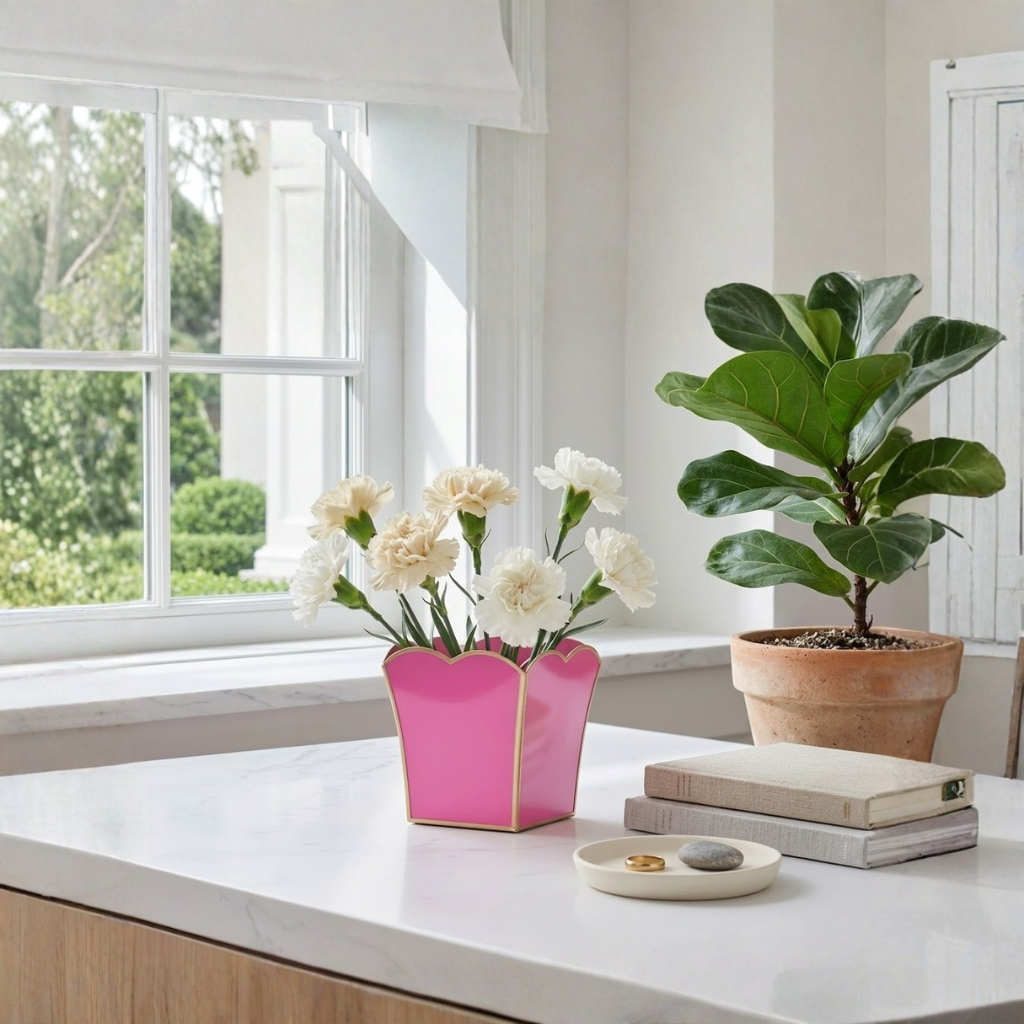 Gracie Scarlett Square Cachepot Planter Pink