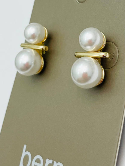 GOLDEN - Double Pearl Stud (gold/pearl)