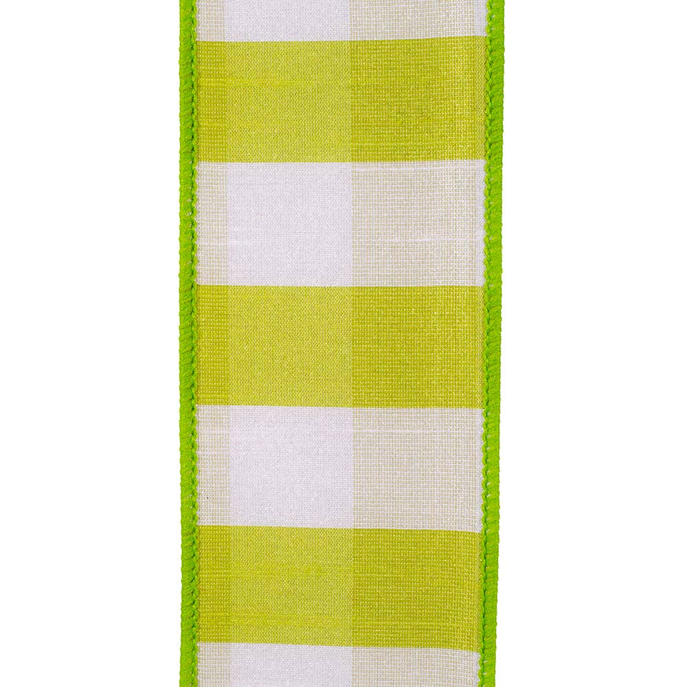 Check Dupioni Delight Wired Edge, Green Grass, 2-1/2 In