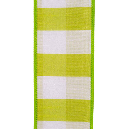 Check Dupioni Delight Wired Edge, Green Grass, 2-1/2 In