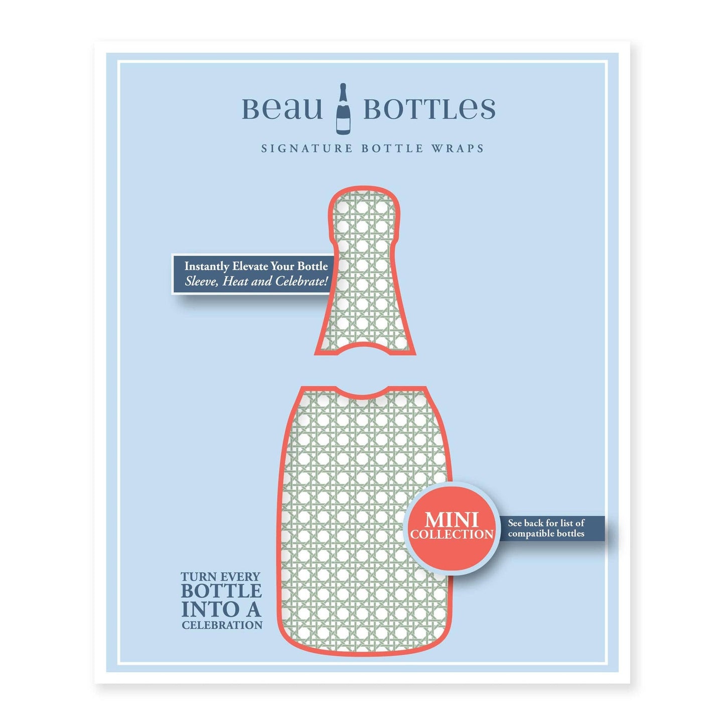 Sage & White Cane Mini Prosecco Wraps (Set of 3)