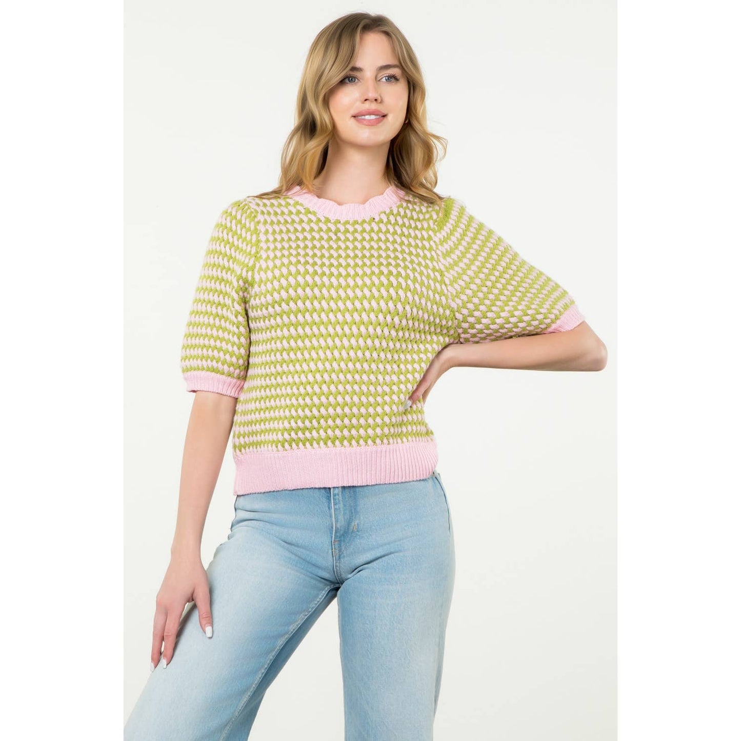 Textured Puff Sleeve Knit Top