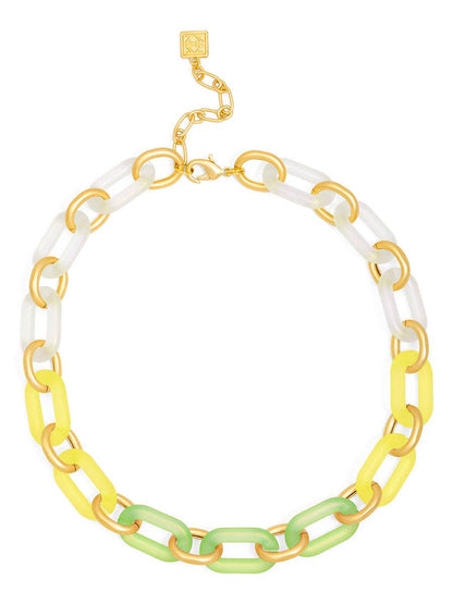 Multi-Color Resin Oval Links Collar Necklace
