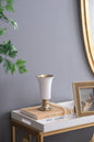 D4.5x8" Elliette Pedestal Vase - White/Gold