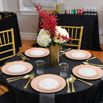 White Red Gold Chord Rim Dinnerware Value Set - 20 Sets (Copy)