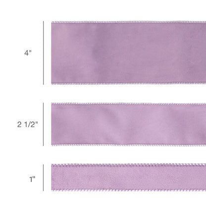 4" Reversible Classic Velvet Wired Ribbon | Lavender/Lavender | 10 Yard Roll