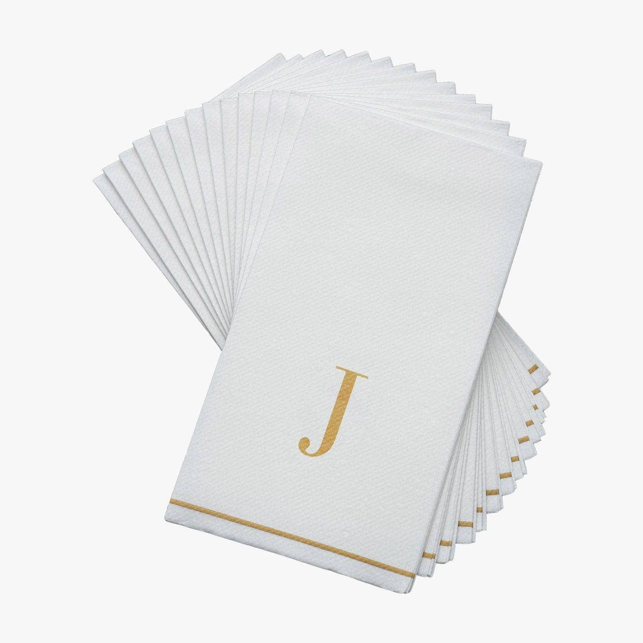 J Gold Monogram Paper Disposable Dinner Napkins | 14 Napkins