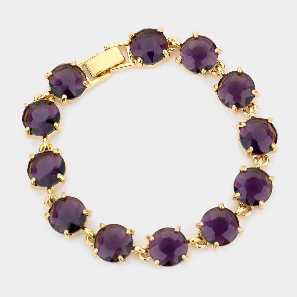 American USA Round Stone Link Evening Bracelet
