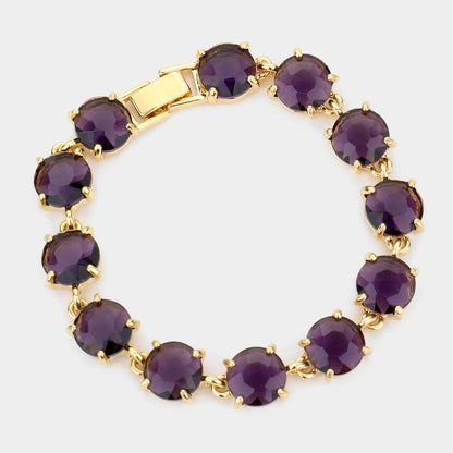 American USA Round Stone Link Evening Bracelet