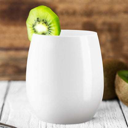 12 oz. White Elegant Stemless Plastic Wine Glasses - 16 pcs