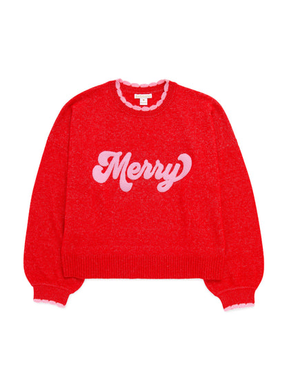 MERRY SCALLOP TRIM RELAXED SWEATER