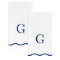 G Initials Letter Monogram Paper Napkins - Blue and White Scalloped
