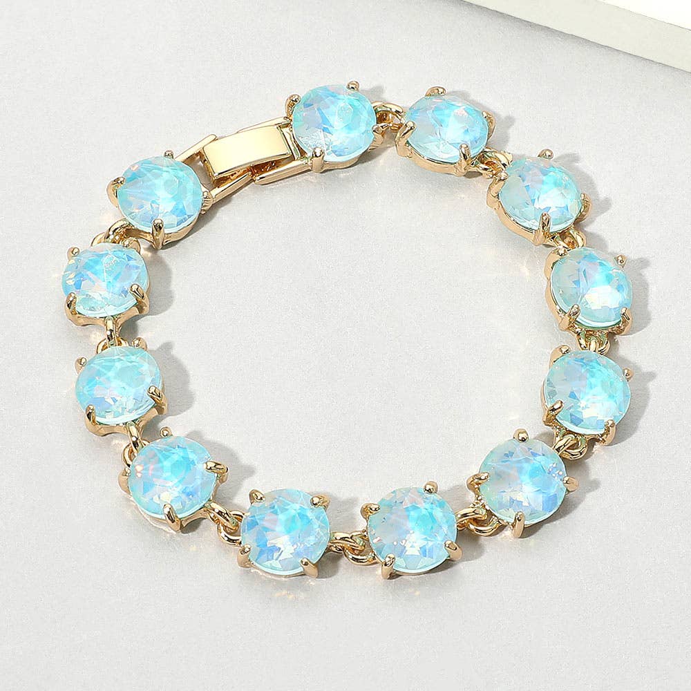 American USA Round Stone Link Evening Bracelet