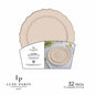 Linen Flower Plate and Gold Plastic Plates Set | 32 Pack