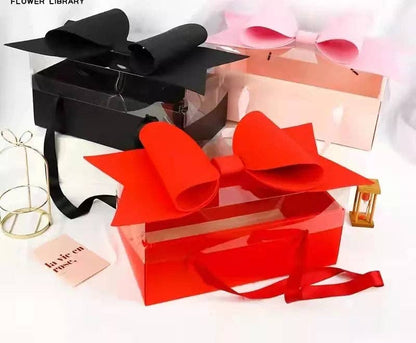 Big Bow Rectangle Flower Box with Clear Lid
