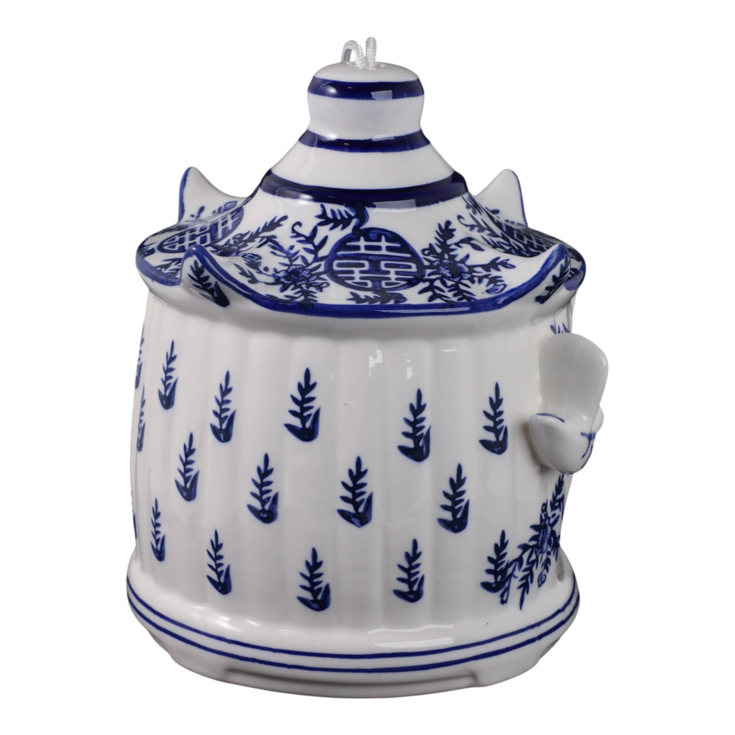 Bird House - White/Blue Chinoiserie Large Pagoda, 8 in.