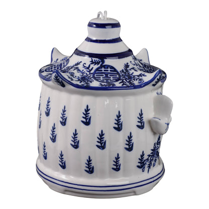 Bird House - White/Blue Chinoiserie Large Pagoda, 8 in.