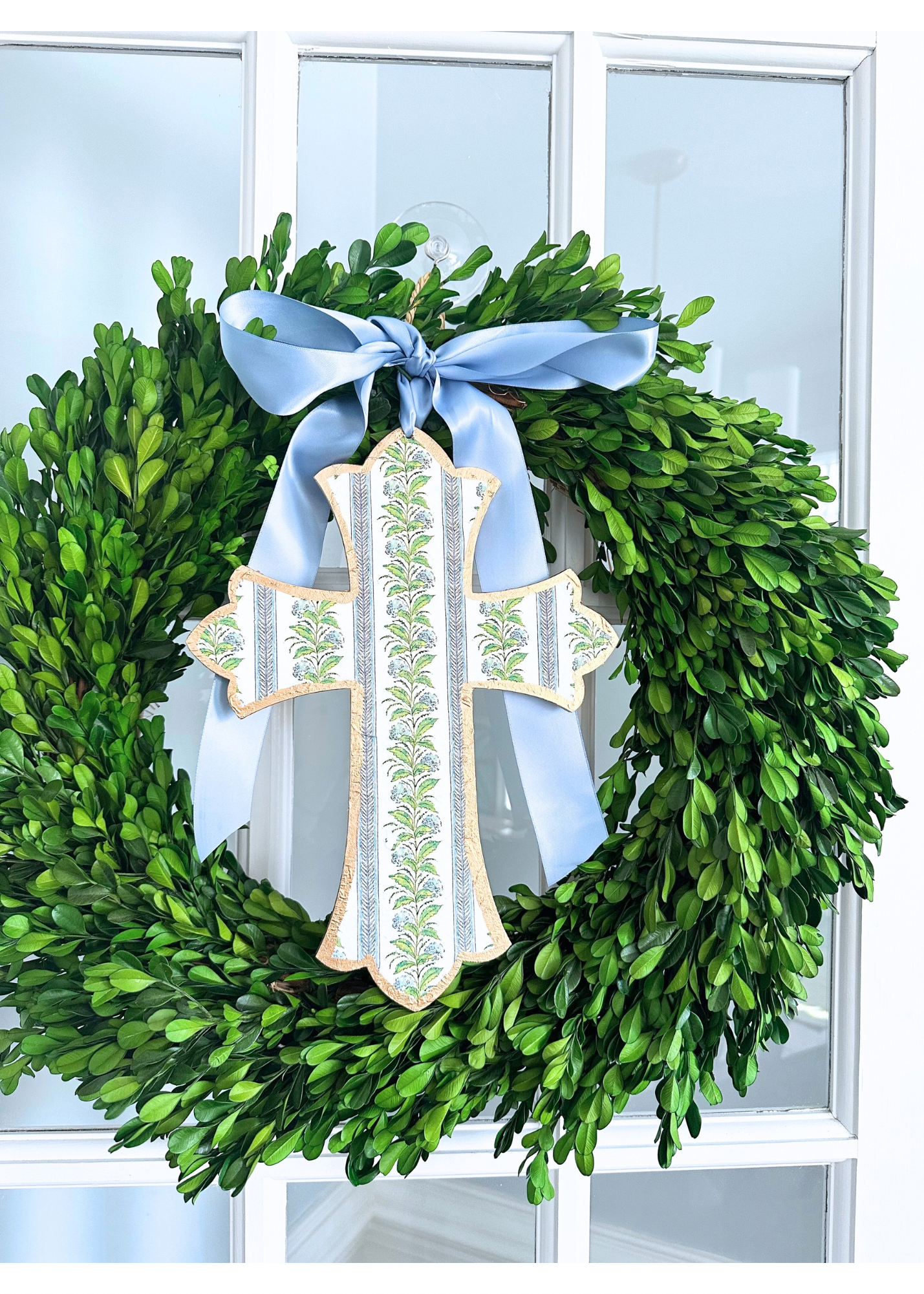 Floral Stripe Handmade Cross Door Hanger - 12”
