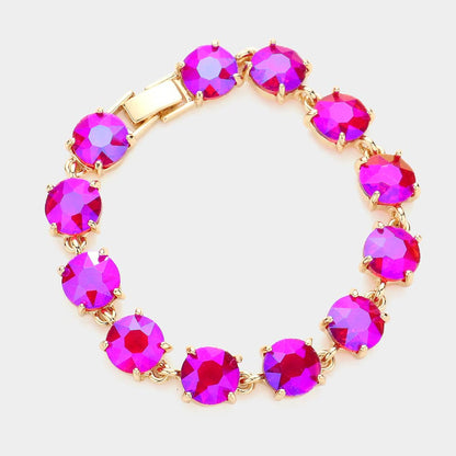 American USA Round Stone Link Evening Bracelet