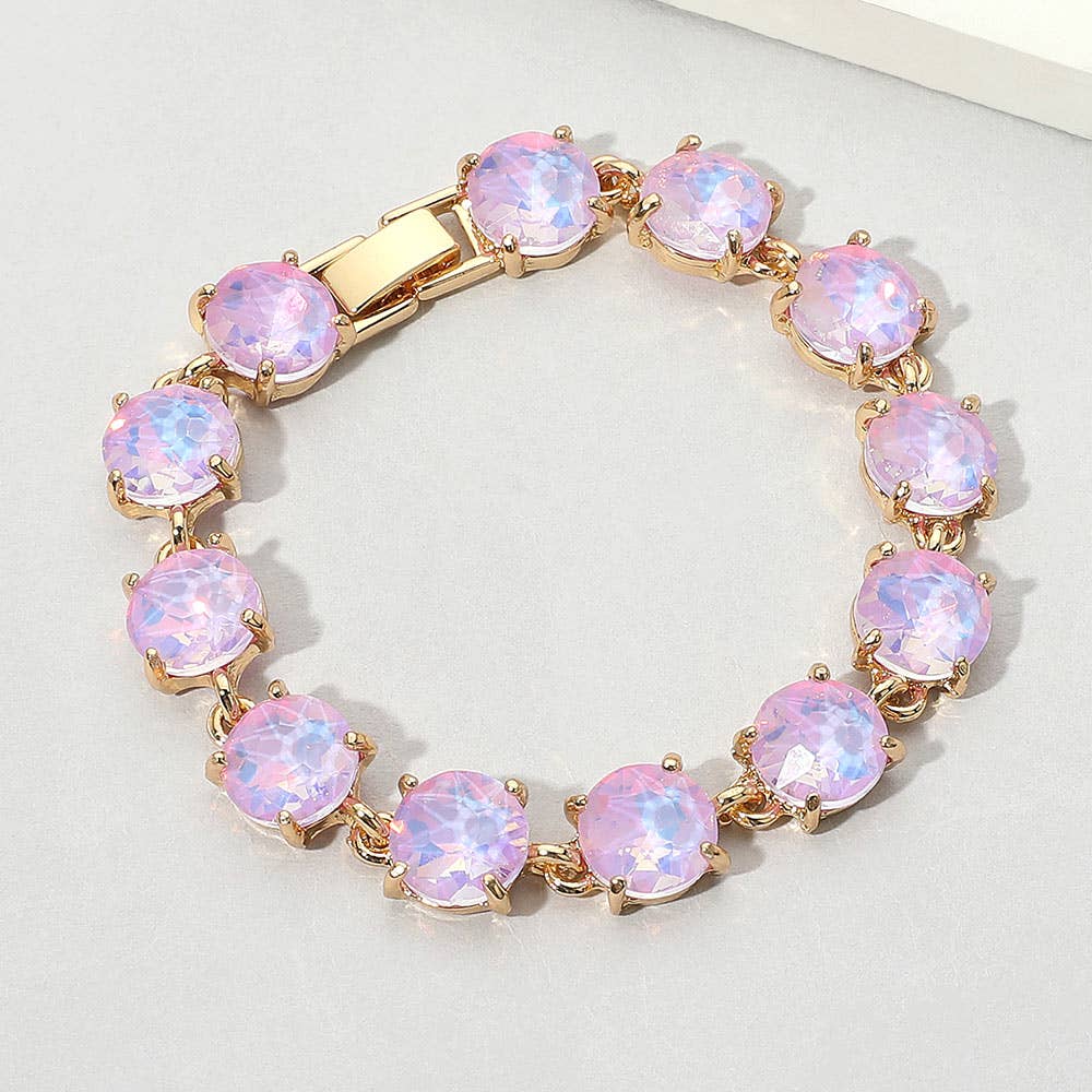 American USA Round Stone Link Evening Bracelet