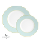 Scalloped Plastic Plates Mint • Gold | 10 Pack