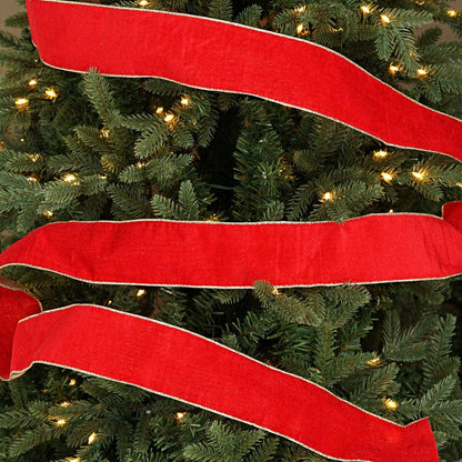 R32946-Wired Ribbon-Red velvet w. Gold Back, edges (2.5inW)