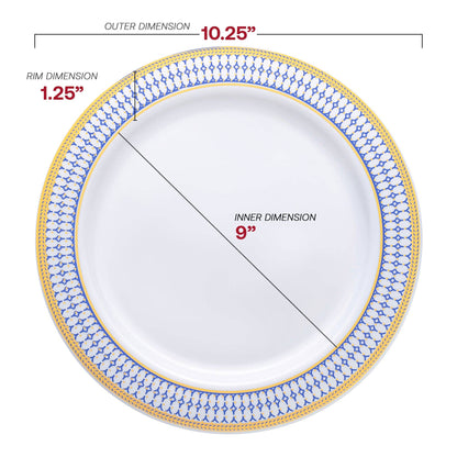 White Blue Gold Chord Rim Dinnerware Value Set - 20 Sets