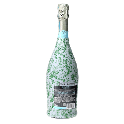 Grandmillennial Green Floral Prosecco Bottle Wrap