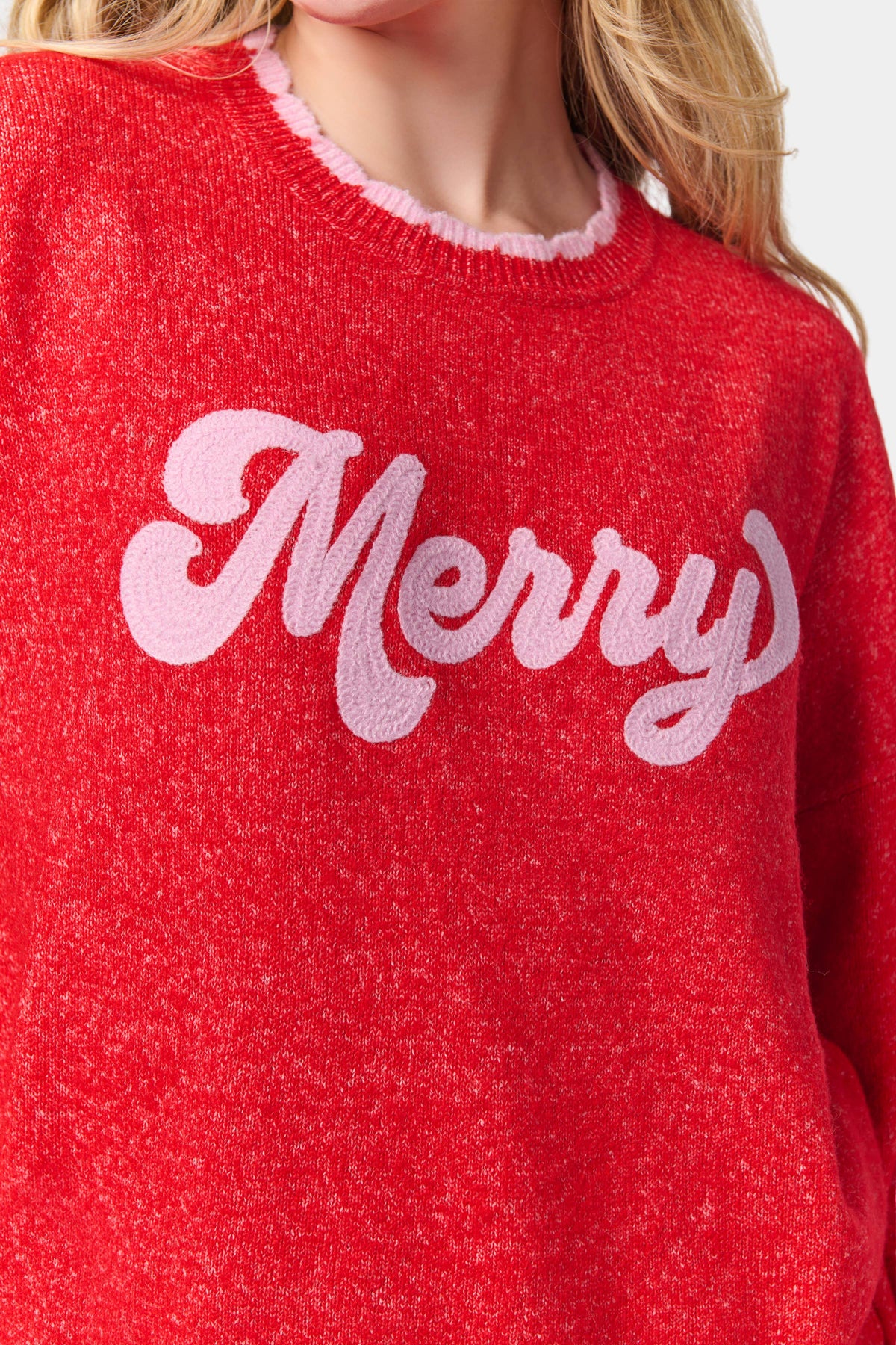 MERRY SCALLOP TRIM RELAXED SWEATER