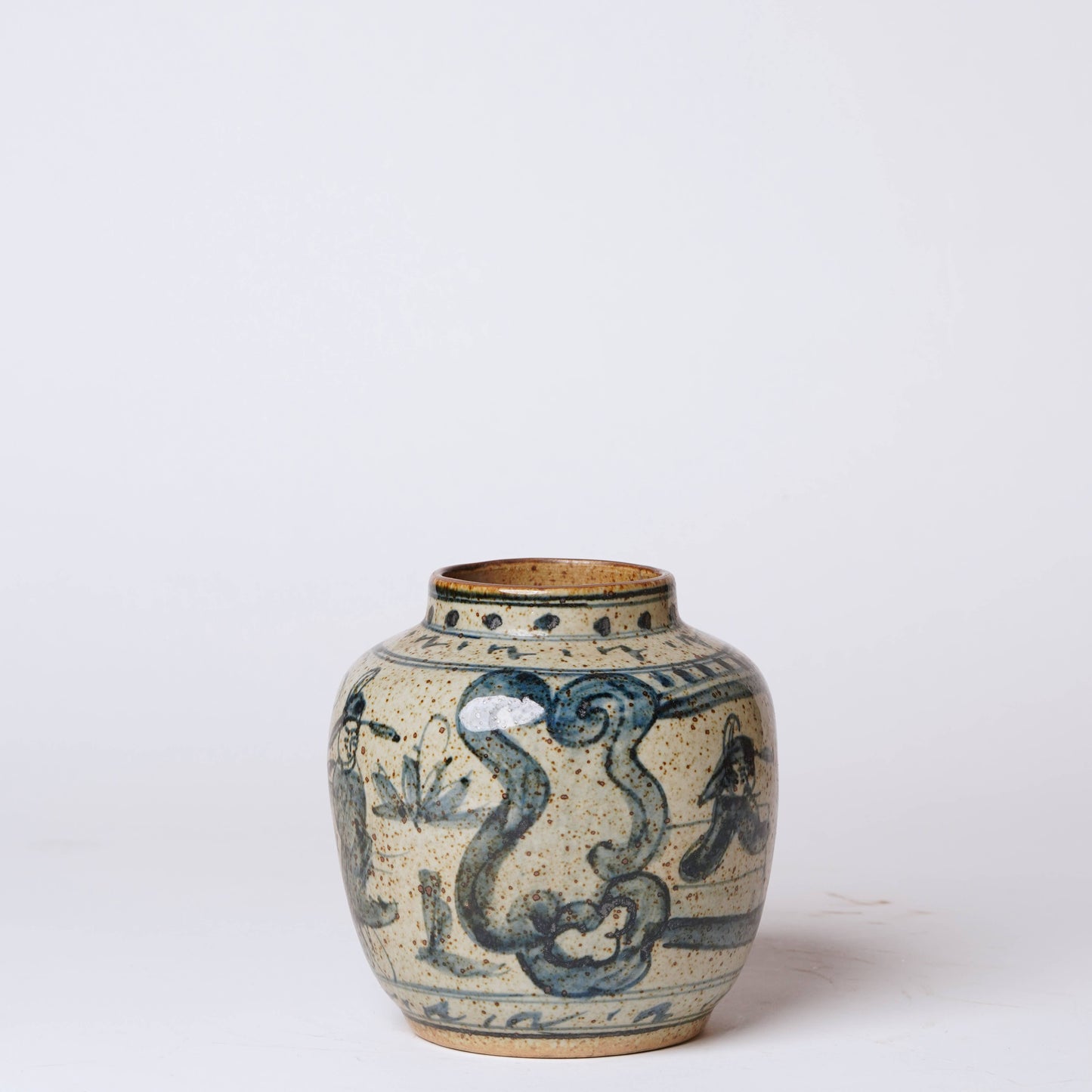 Rustic Porcelain Scholars Small Round Vase