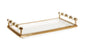White Rectangular Tray with White and Gold beaded Handles