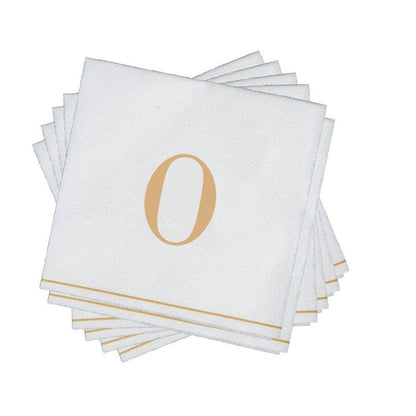 O Gold Monogram Cocktail Paper Napkins | 16 Napkins