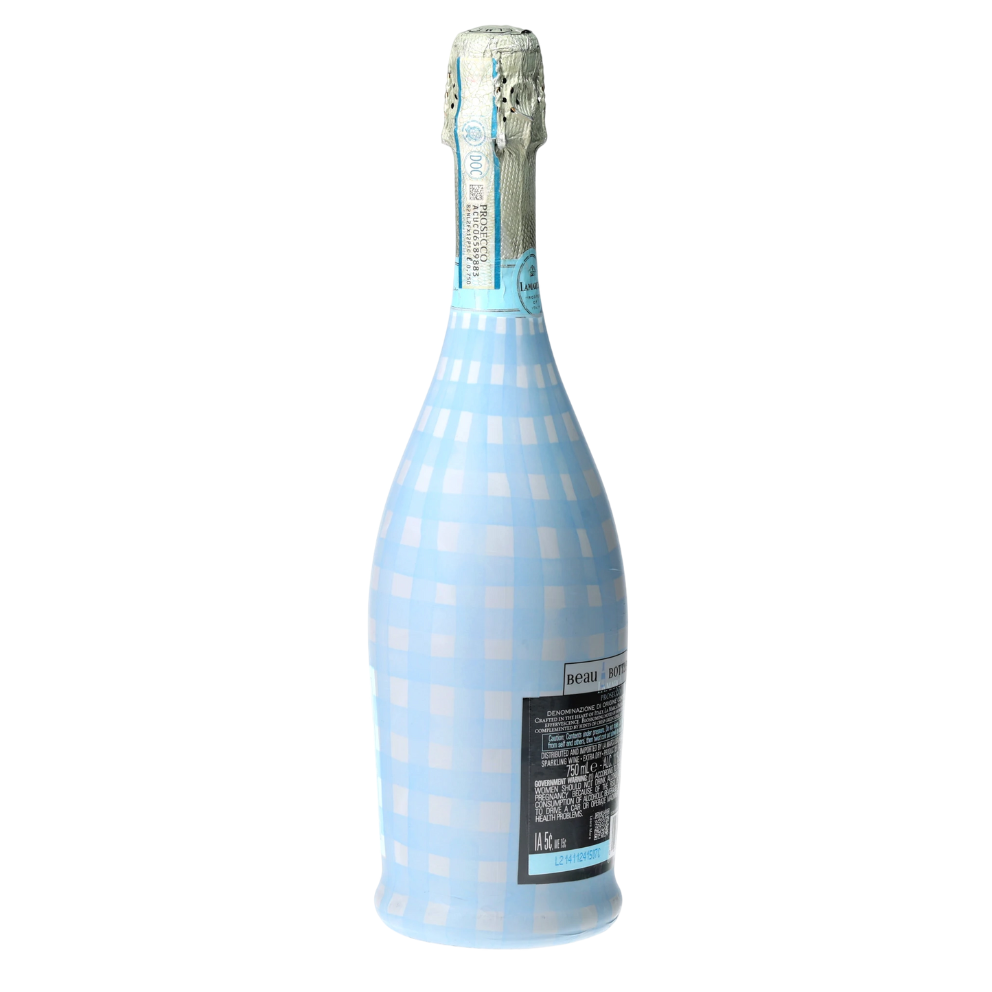 Powder Blue Picnic Gingham Prosecco Bottle Wrap