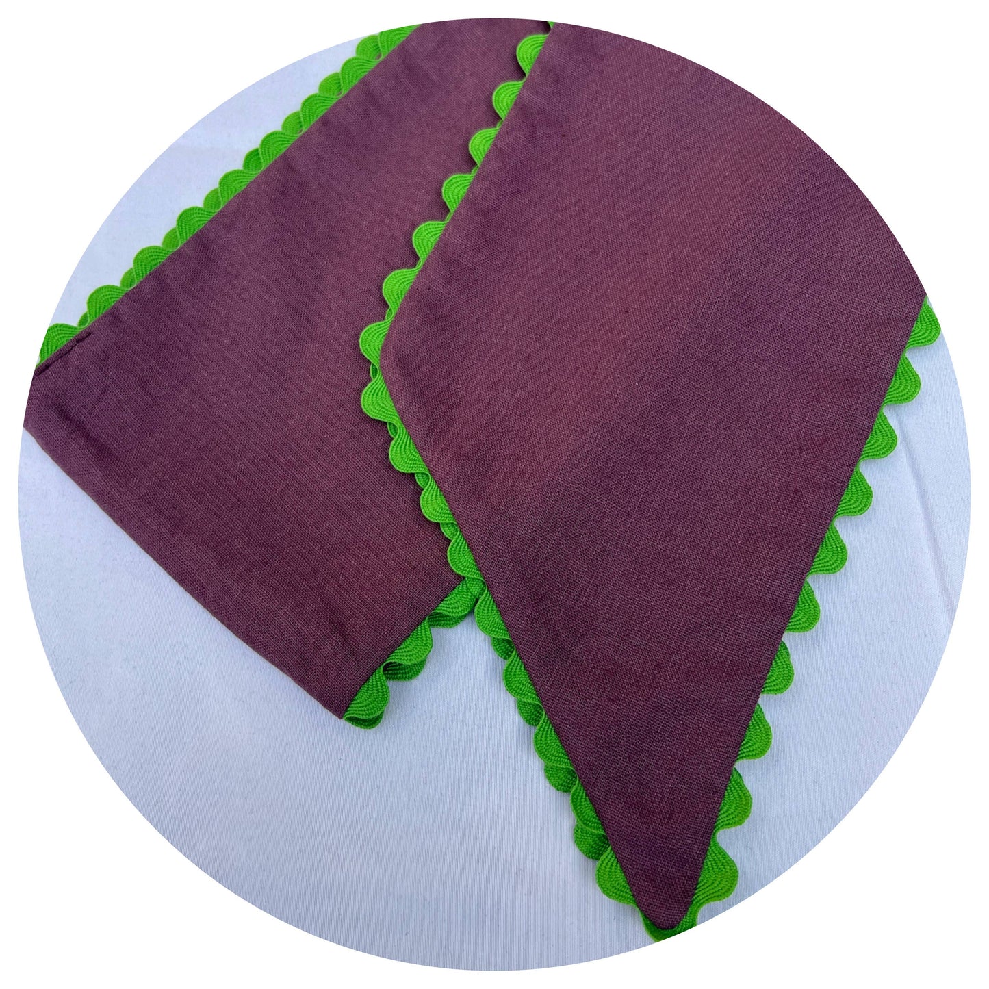 Custom Linen Sashes with Trim 