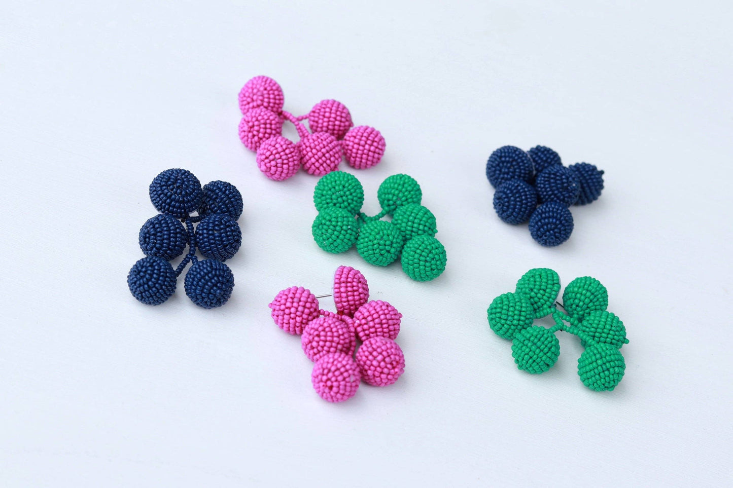 Custom Navy Beaded Bauble Drop Earring