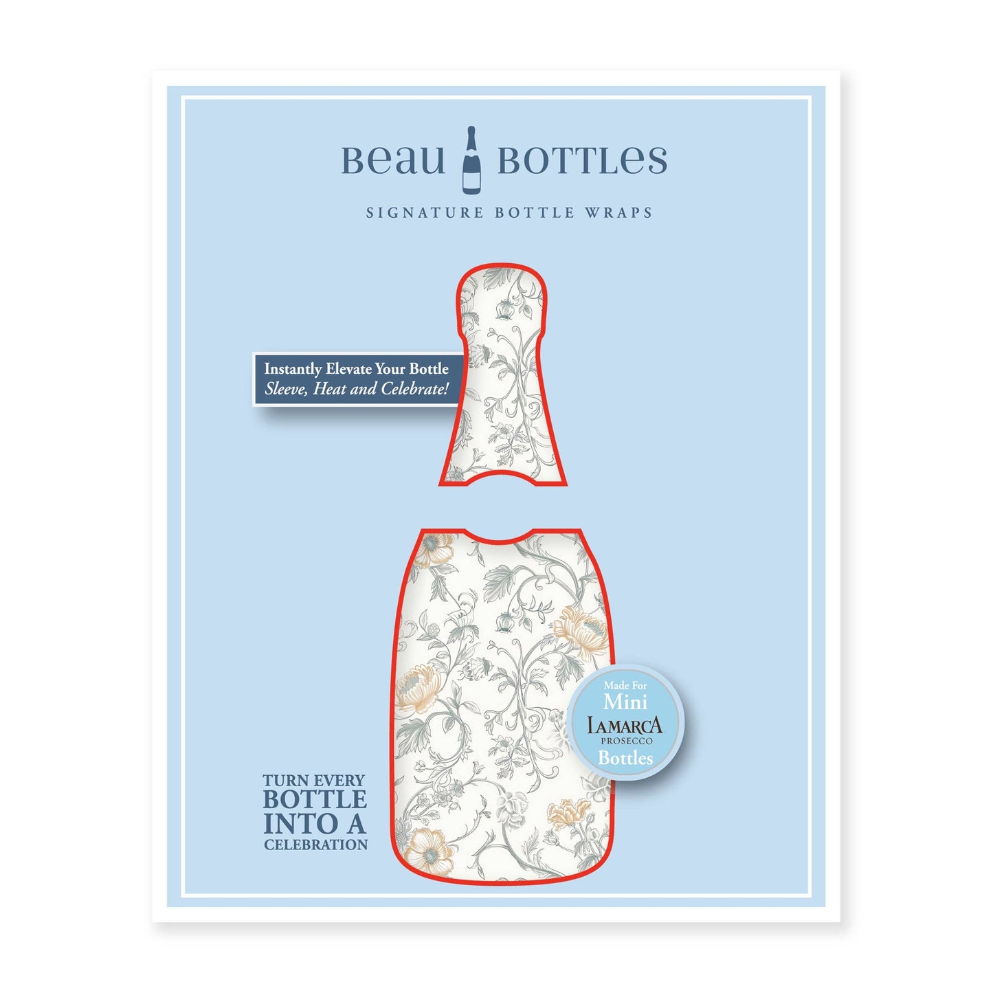 6 Pack Beau Bottles Floral Bridal Bliss - MINI Prosecco Collection - Six Pack