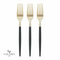 Chic Round Navy and Gold Forks | 32 Pieces