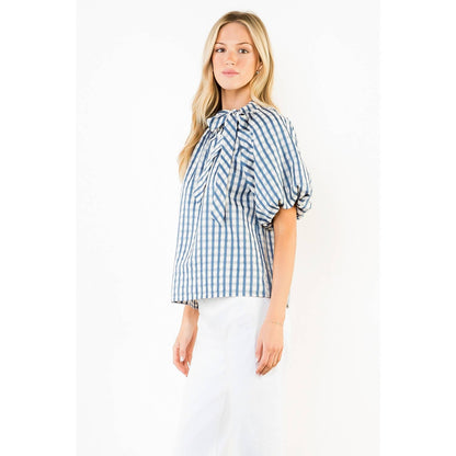 Gingham Puff Sleeve Top